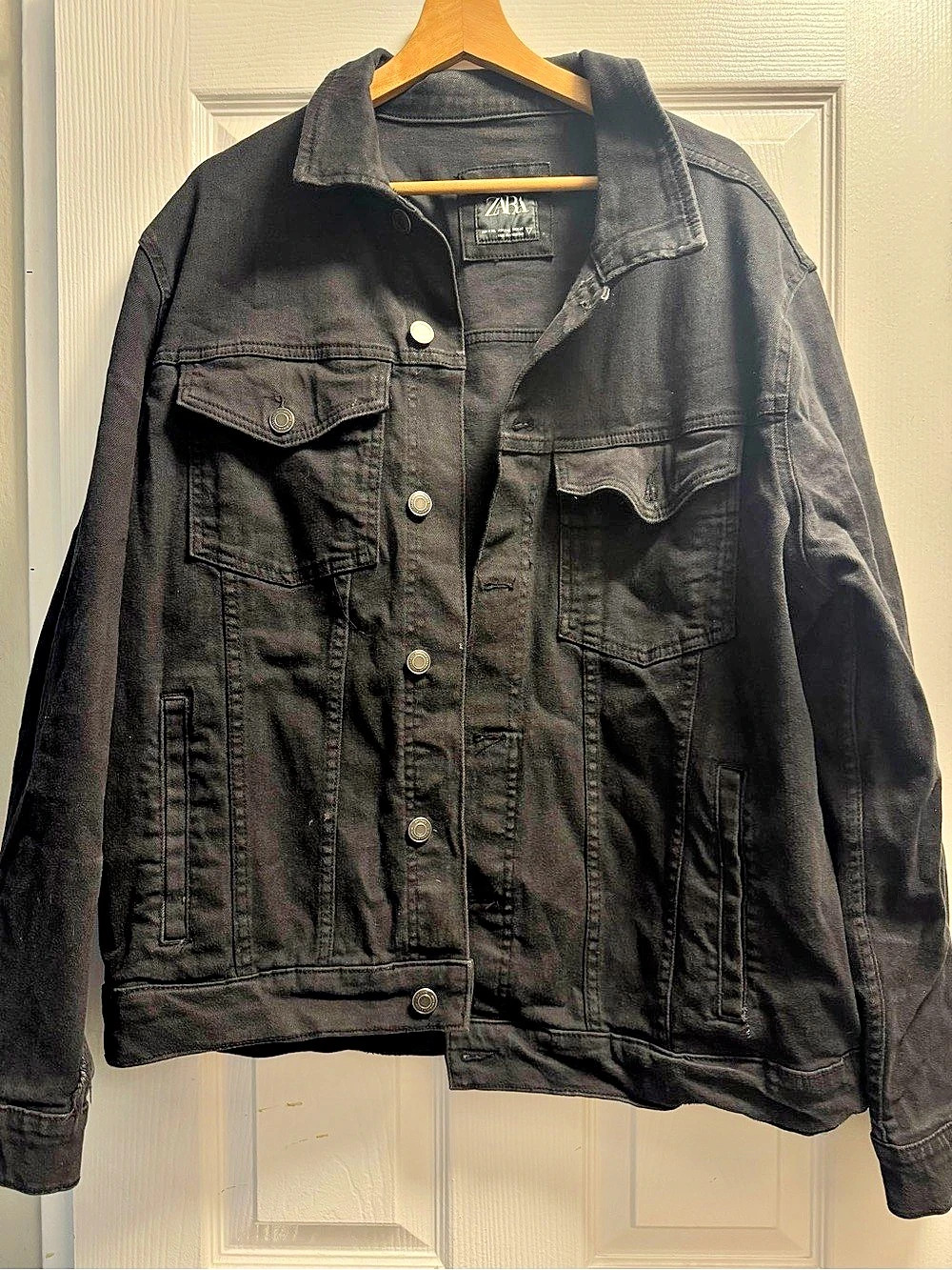 Zara Black Denim Jacket Size XXL Like New